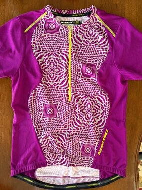 Bright Nishiki  Purple cycling jersey with white Pattern